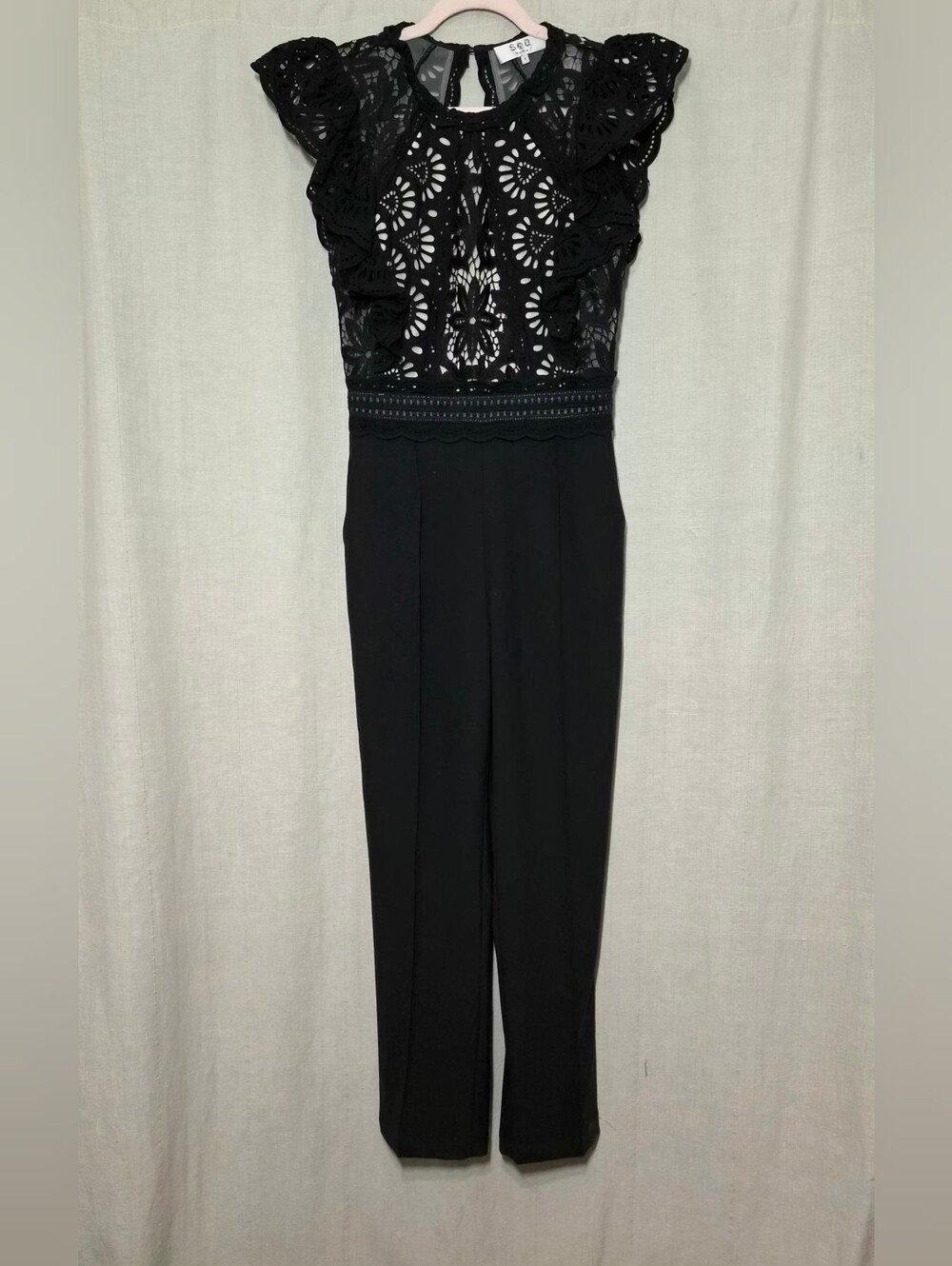 Sea New York Winnie Short Sleeve Lace Jumpsuit Size 4